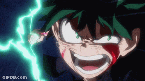 A Close Up Of A Person 'S Face With A Lightning Bolt Behind Him GIF