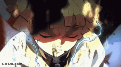 A Close Up Of A Person 'S Face With A Lightning Bolt Coming Out Of His Mouth . GIF
