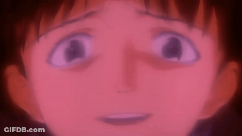 A Close Up Of A Person 'S Face With A Red Background And A Purple Eye . GIF