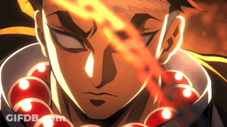 A Close Up Of A Person 'S Face With A Red Necklace Around Their Neck GIF