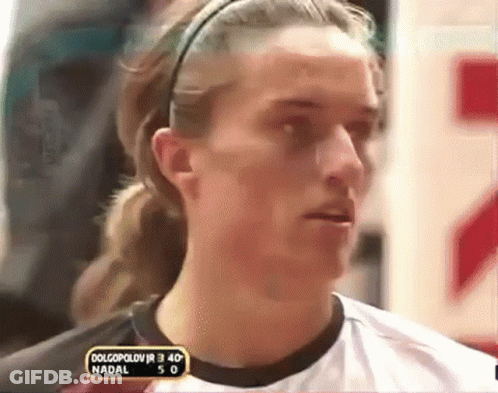 A Close Up Of A Person 'S Face With A Score Of 3 To 0 GIF