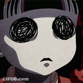 A Close Up Of A Person 'S Face With A Swirl Of Eyes GIF