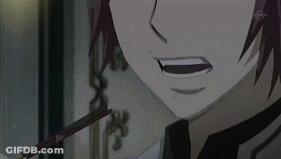 A Close Up Of A Person 'S Face With A Sword In His Mouth . GIF