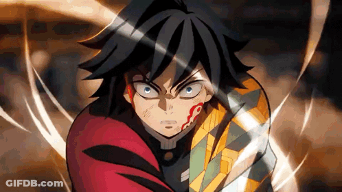 A Close Up Of A Person 'S Face With A Sword In Their Hand . GIF