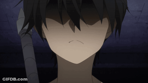 A Close Up Of A Person 'S Face With A Sword GIF