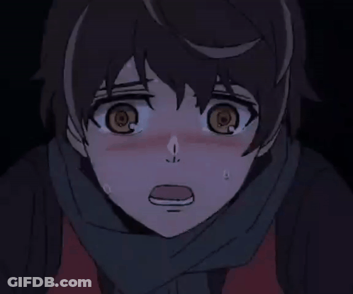 A Close Up Of A Person 'S Face With A Tear Coming Out Of Their Mouth GIF