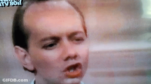 A Close Up Of A Person 'S Face With A Watermark That Says ' Itv ' On It GIF
