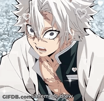 A Close Up Of A Person 'S Face With A White Haired Anime Character . GIF