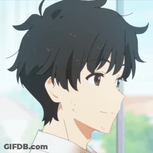 A Close Up Of A Person 'S Face With A White Shirt And Black Hair GIF