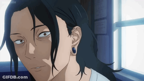 A Close Up Of A Person 'S Face With A Window In The Background . GIF