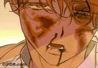 A Close Up Of A Person 'S Face With Blood Coming Out Of It . GIF