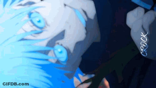 A Close Up Of A Person 'S Face With Blue Eyes And The Word Crock Written In The Corner GIF