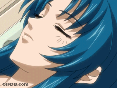 A Close Up Of A Person 'S Face With Blue Hair GIF