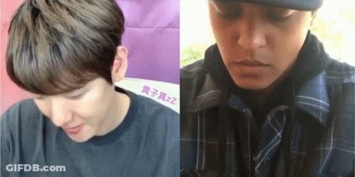 A Close Up Of A Person 'S Face With Chinese Writing On The Bottom GIF