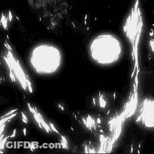 A Close Up Of A Person 'S Face With Glowing Eyes . GIF