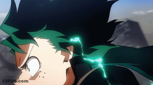 A Close Up Of A Person 'S Face With Green Hair And A Lightning Bolt Coming Out Of His Mouth . GIF