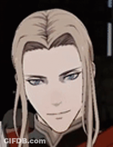 A Close Up Of A Person 'S Face With Long Blonde Hair And Blue Eyes . GIF