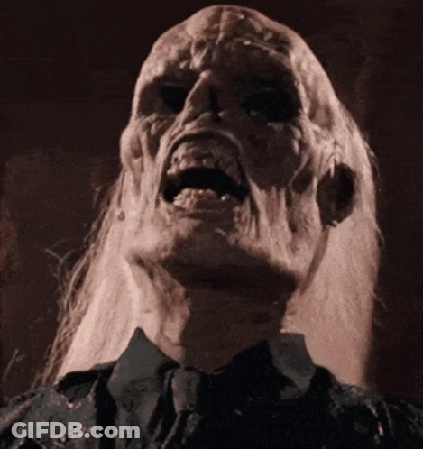 A Close Up Of A Person 'S Face With Long White Hair GIF