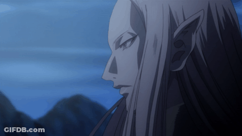 A Close Up Of A Person 'S Face With Long White Hair GIF