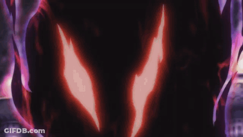 A Close Up Of A Person 'S Face With Red Eyes And A Purple Background . GIF