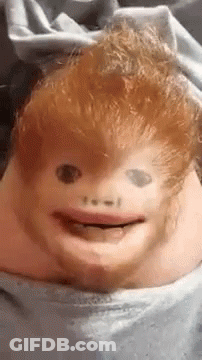 A Close Up Of A Person 'S Face With Red Hair And A Beard Making A Funny Face . GIF