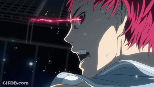 A Close Up Of A Person 'S Face With Red Hair And Glowing Eyes GIF