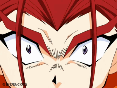 Close Up Of Person With Red Hair And White Eyes GIF