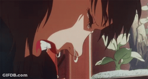 A Close Up Of A Person 'S Face With Tears Coming Out Of Their Eyes . GIF