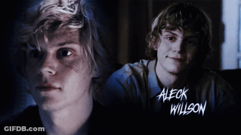 A Close Up Of A Person 'S Face With The Name Aleek Willson Written On The Bottom GIF