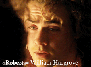 A Close Up Of A Person 'S Face With The Name Robert William Hargrove GIF