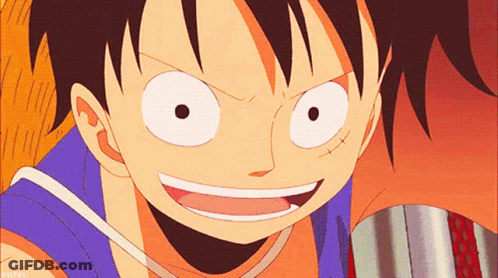 A Close Up Of A Person 'S Face With The Word Luffy At The Bottom GIF