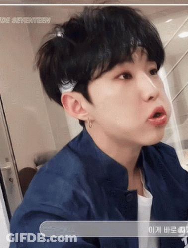 A Close Up Of A Person 'S Face With The Word Seventeen Visible GIF
