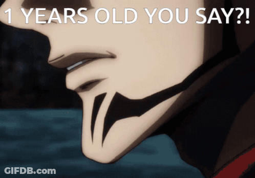 A Close Up Of A Person 'S Face With The Words " 1 Years Old You Say " Above It GIF
