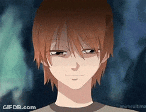 Close Up Of Person's Face With Anime Ultima Text GIF
