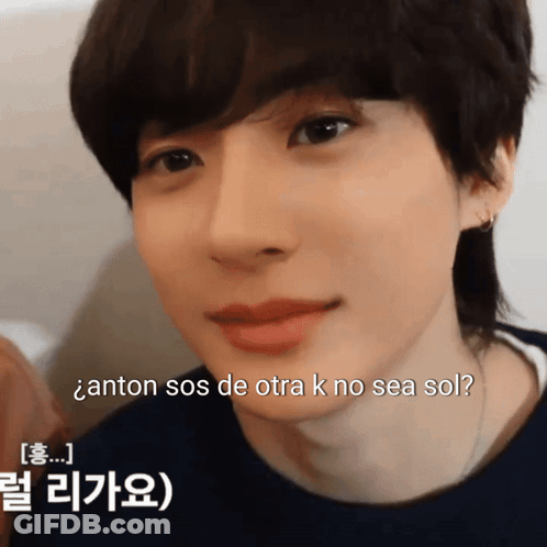 Close-Up Of Person's Face With Antón Sos De Otra K No Sea Sol Text GIF