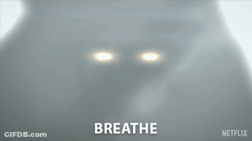 A Close Up Of A Person 'S Face With The Words Breathe Written On It GIF