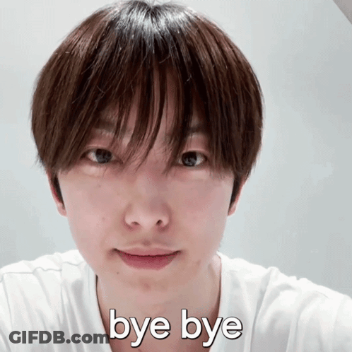 A Close Up Of A Person 'S Face With The Words Bye Bye Written On It GIF