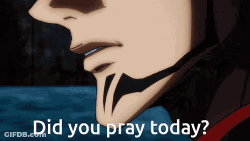 A Close Up Of A Person 'S Face With The Words " Did You Pray Today " Below It GIF