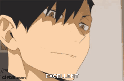 A Close Up Of A Person 'S Face With The Words Excellent Written Below It . GIF