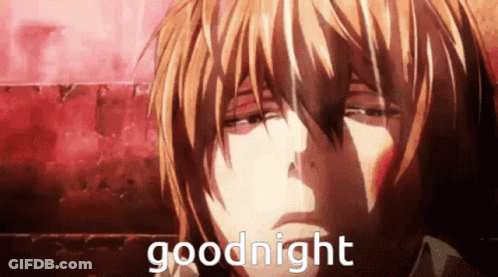 A Close Up Of A Person 'S Face With The Words Goodnight Written On The Bottom GIF