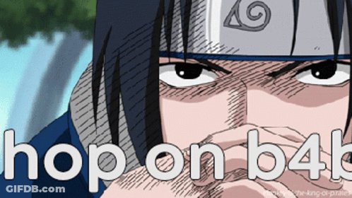 A Close Up Of A Person 'S Face With The Words Hop On B4b GIF