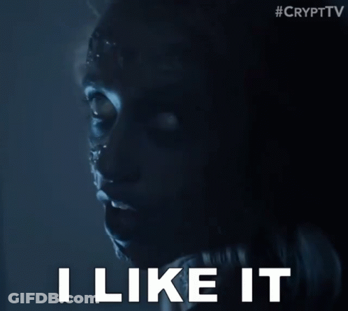 A Close Up Of A Person 'S Face With The Words I Like It GIF