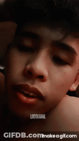A Close Up Of A Person 'S Face With The Words " Iloveyou Mahal " On The Bottom GIF