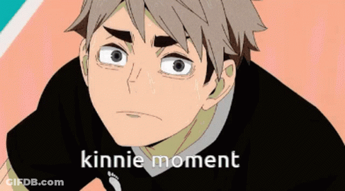 A Close Up Of A Person 'S Face With The Words " Kinnie Moment " Written Below It GIF