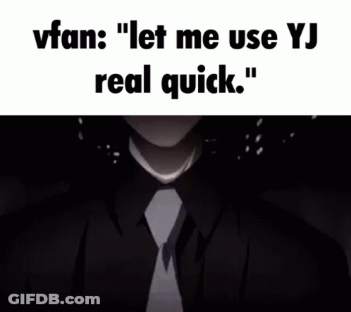 A Close Up Of A Person 'S Face With The Words " Let Me Use Yj Real Quick " Written Above It GIF