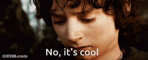 A Close Up Of A Person 'S Face With The Words " No It 'S Cool " Above It GIF