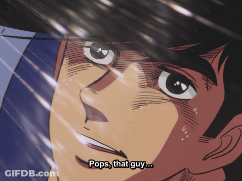 A Close Up Of A Person 'S Face With The Words Pops That Guy GIF