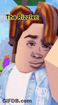 A Close Up Of A Person 'S Face With The Words " The Rizzler " Above It GIF