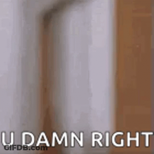 A Close Up Of A Person 'S Face With The Words `` U Damn Right '' . GIF