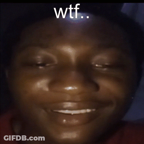 Close Up Of Person's Face With Wtf Text GIF